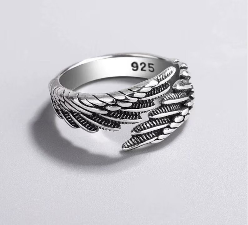 Angel Wing Adjustable Ring | 925 Sterling Silver | One Size Fit All Ring | Angle Wing Ring | Gift for her | Silver Ring