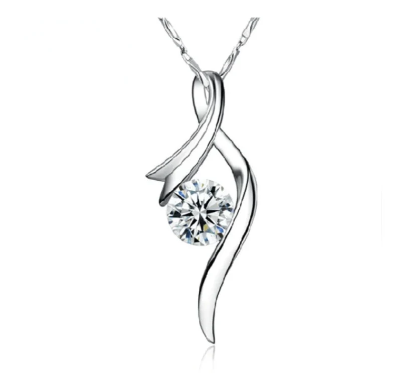 Ribbon Pendant Diamond Necklace | 925 Sterling Silver | Gift For Her | Delivered in Gift Box.