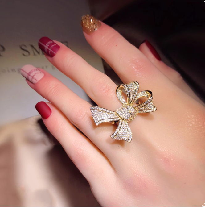 Big Gold Bow Ring | 925 Sterling Silver