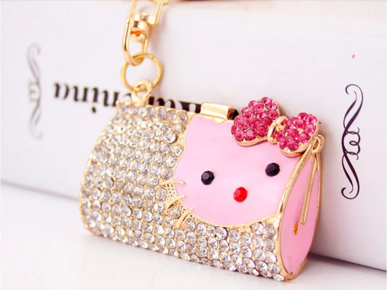Kitty Crystal Pink Keychain or Bag Charm | Delivered in Gift Box | Gift for Her.