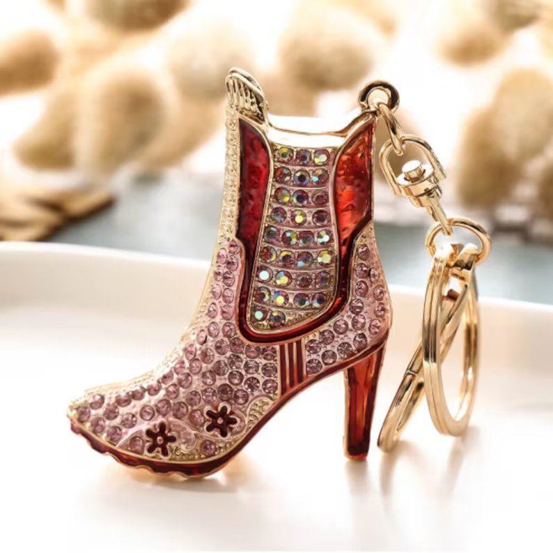 Rhinestone Bling Cowgirl Boot Handbag Charm | Keychain | Purse Charm | Bag Charm