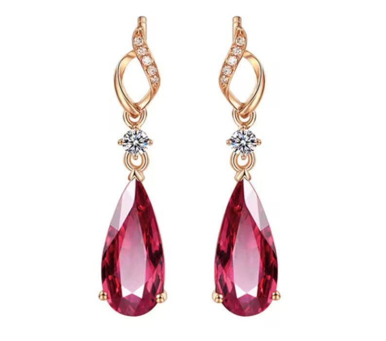 Ruby Rose Gold Teardrop Earrings | 925 Sterling Silver | Gift for her