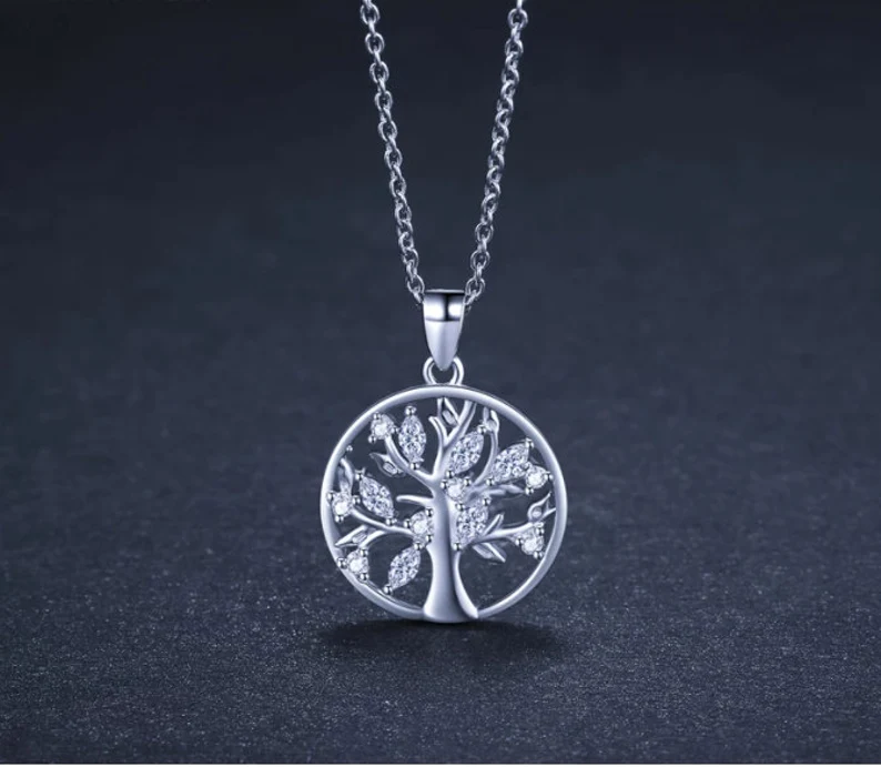 Tree of Life Diamond Necklace | 925 Sterling Silver | Gift For Her | Delivered in a Gift Box