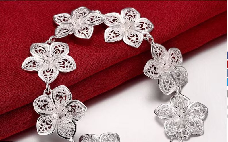 3D Flower Bracelet | 925 Sterling Silver | Gift For Her | Birthday Gift | Delivered in Gift Box.