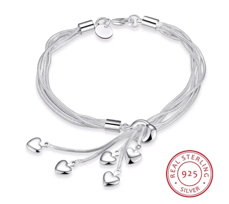 Stunning Tassel Love Heart Bracelet | 925 Sterling Silver Stamped | Gift for Her | Delivered in Gift Box.