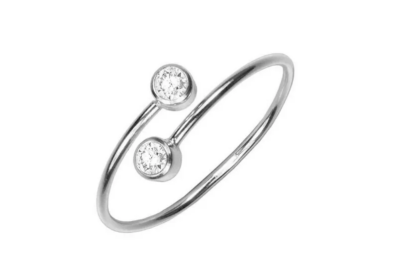 Diamond Hoop Adjustable Ring | 925 Sterling Silver (Stamped) | Available in Silver and Gold
