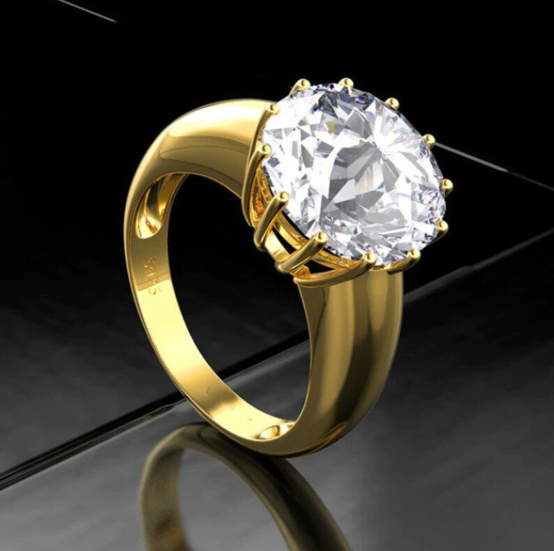 Gold Lab Simulated Moissanite Diamond Ring | 925 Sterling Silver | Size 7 | D clarity | 2.5 ct | Gift for Her | Delivered in Gift Box