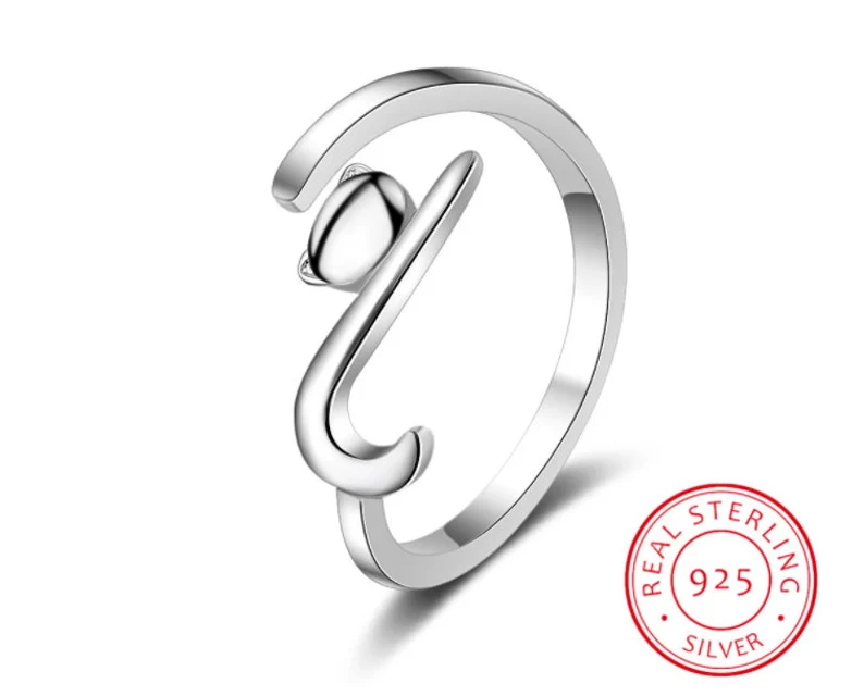 Cat Adjustable Ring | 925 Sterling Silver Stamped | Gift for Her | Delivered in Gift Box.
