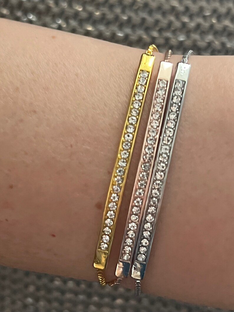 3 Piece Bangle Adjustable Bracelet Set | 925 Sterling Silver | Comes with all three colors | Rose Gold, Yellow Gold and Silver