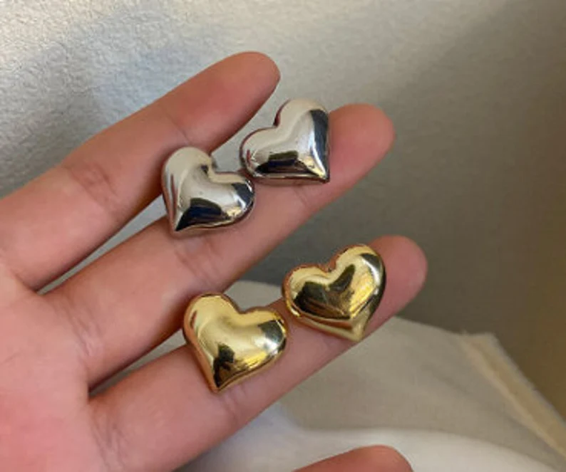 NEW! Big Heart Earrings | 925 Sterling Silver | Available in Gold and Silver