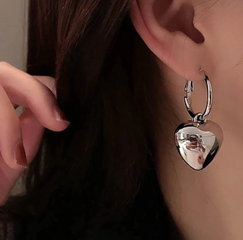 LOVE Big Heart Hoop Earrings | Gold or Silver