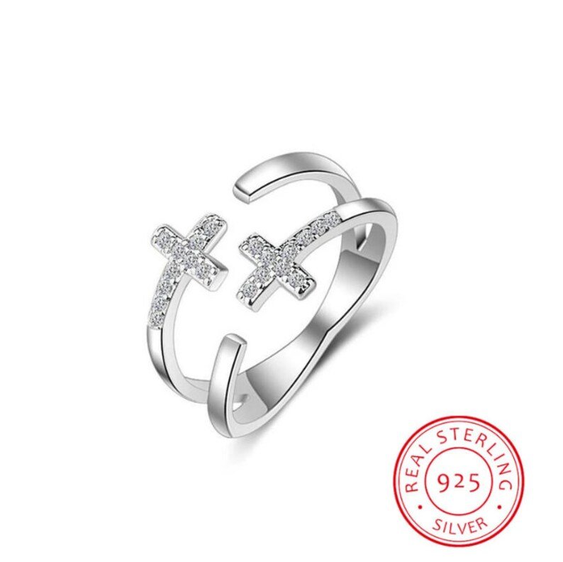 Cross Adjustable Ring | 925 Sterling Silver