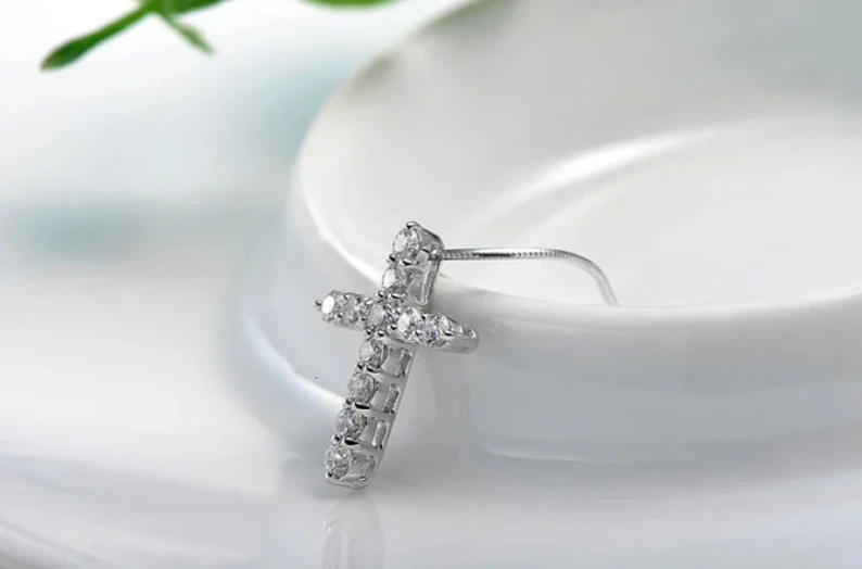 Cross Diamond Pendant Necklace | 925 Sterling Silver | Gift for Her | Delivered in Gift Box.