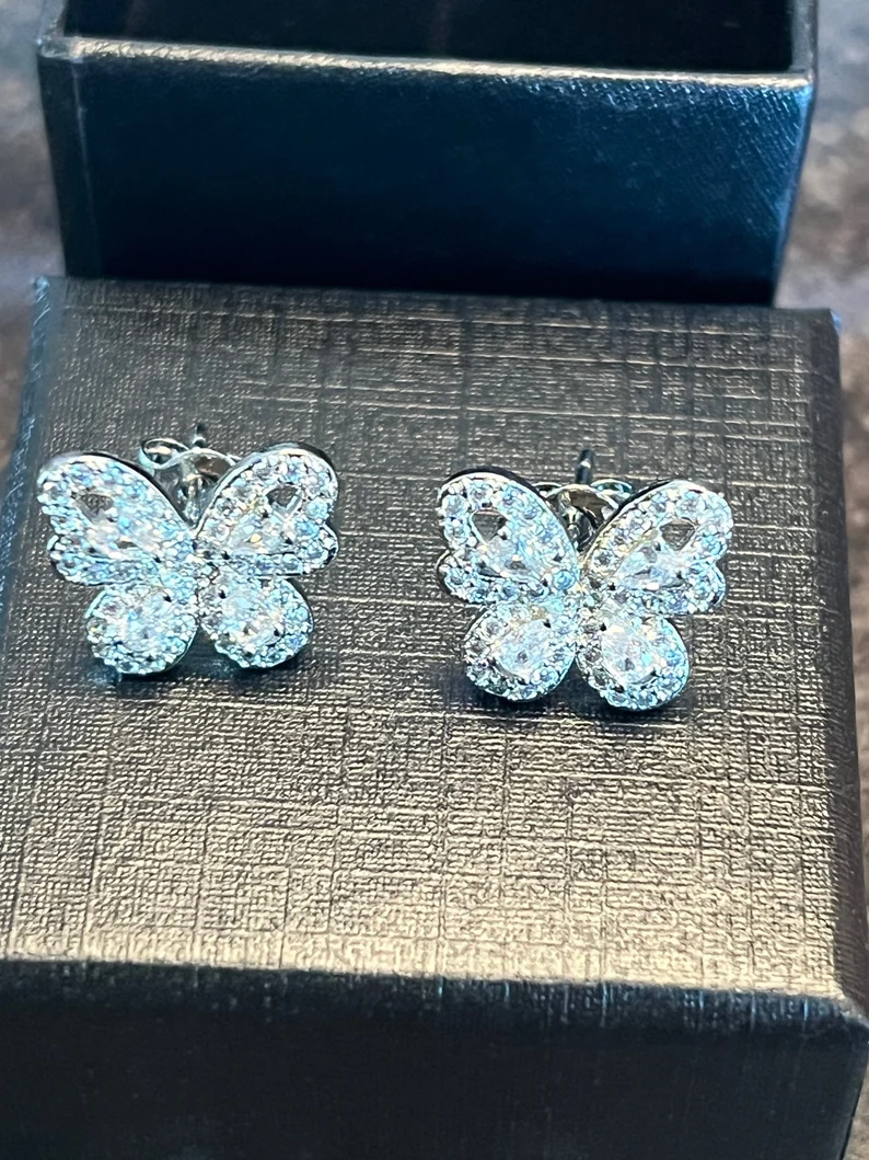 Butterfly Stud Earrings | 925 Sterling Silver | Gift for her